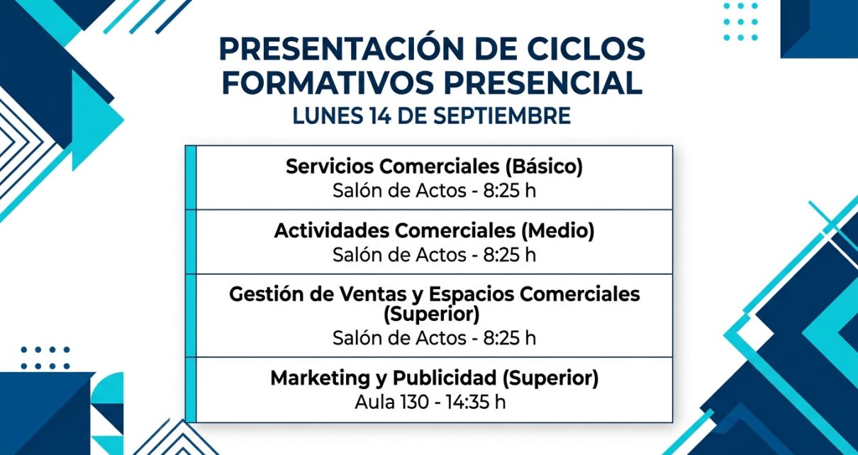 Presentación ciclos formativos en ies la ería curso 2026-2027
